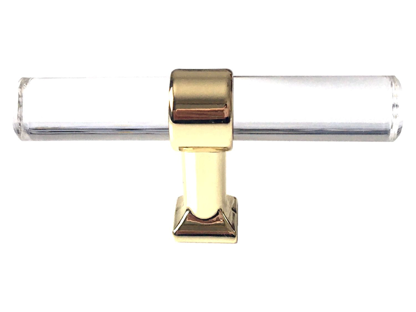 Acrylic Drawer Handles, Lucite Cabinet Pulls, Polished Gold Clear, Kitchen Hardware