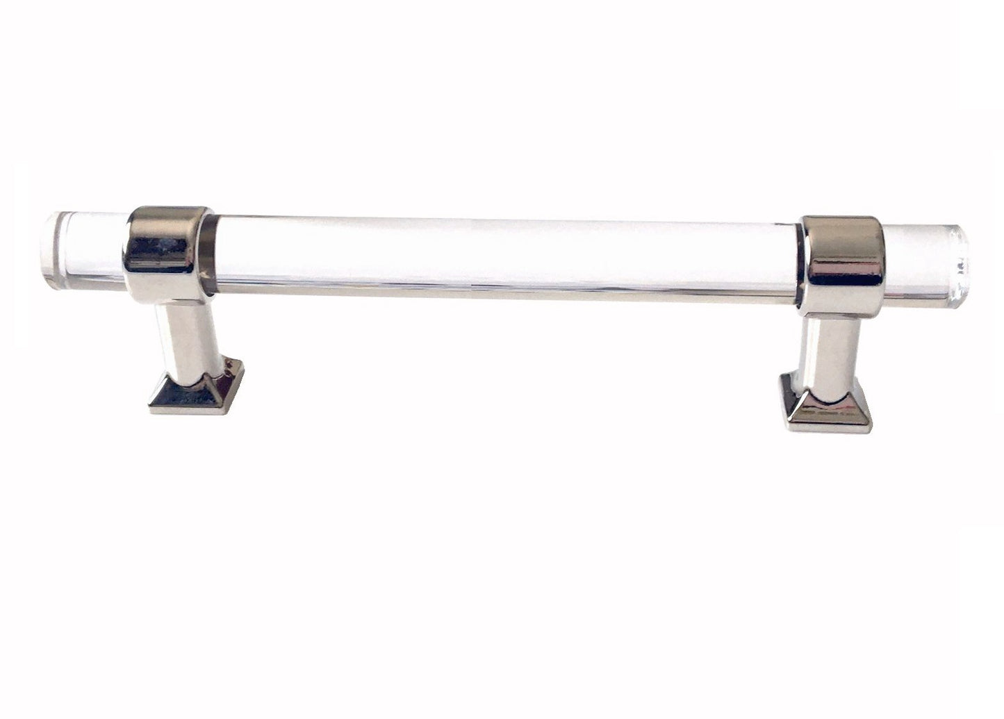 Acrylic Drawer Handles, Lucite Cabinet Pulls, Polished Chrome Silver, Minimalism Hardware