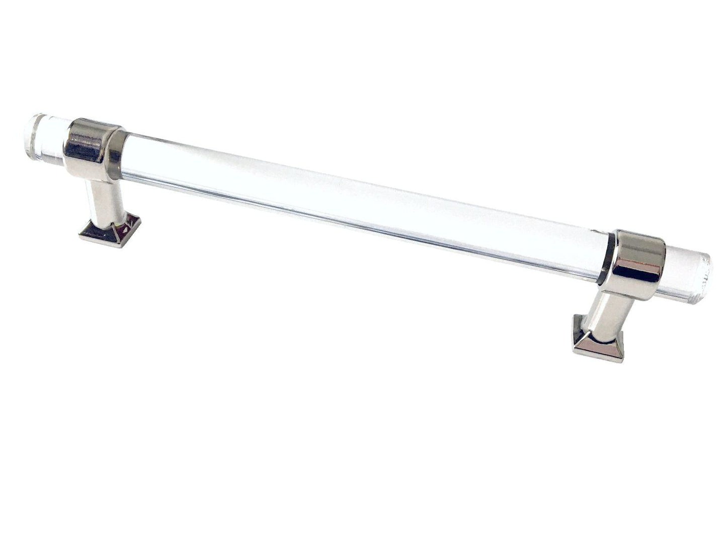 Acrylic Drawer Handles, Lucite Cabinet Pulls, Polished Chrome Silver, Minimalism Hardware