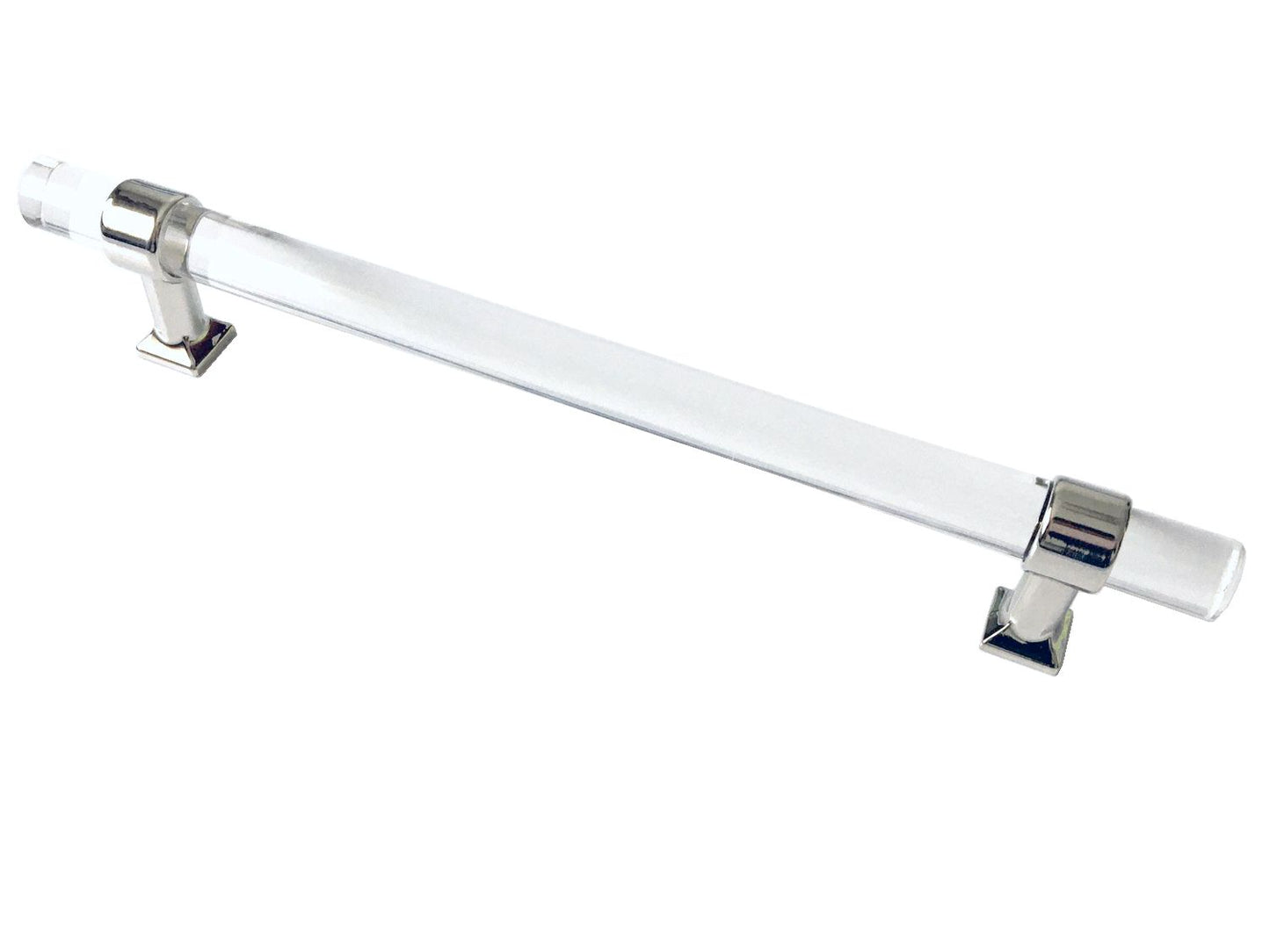 Acrylic Drawer Handles, Lucite Cabinet Pulls, Polished Chrome Silver, Minimalism Hardware