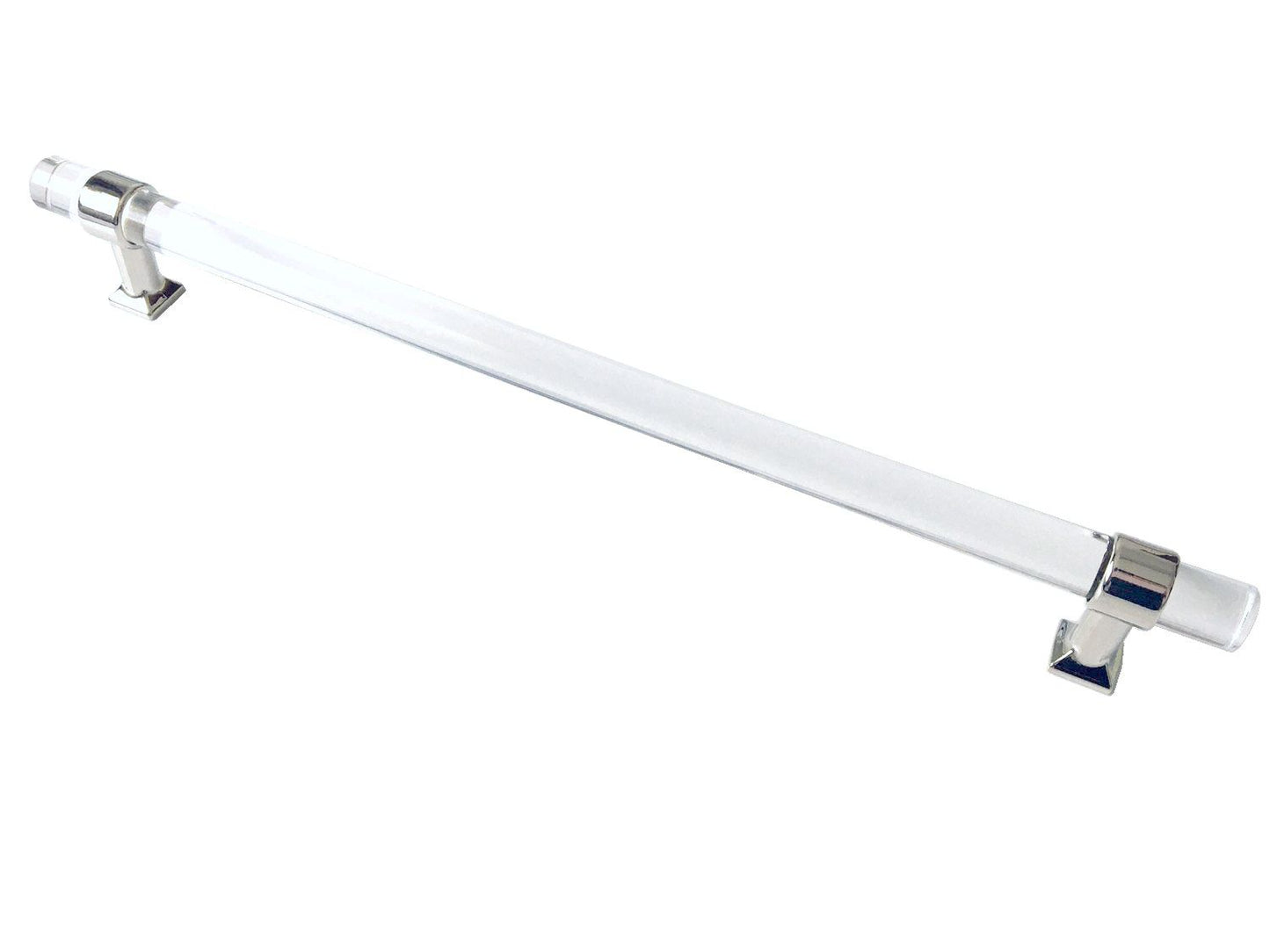 Acrylic Drawer Handles, Lucite Cabinet Pulls, Polished Chrome Silver, Minimalism Hardware