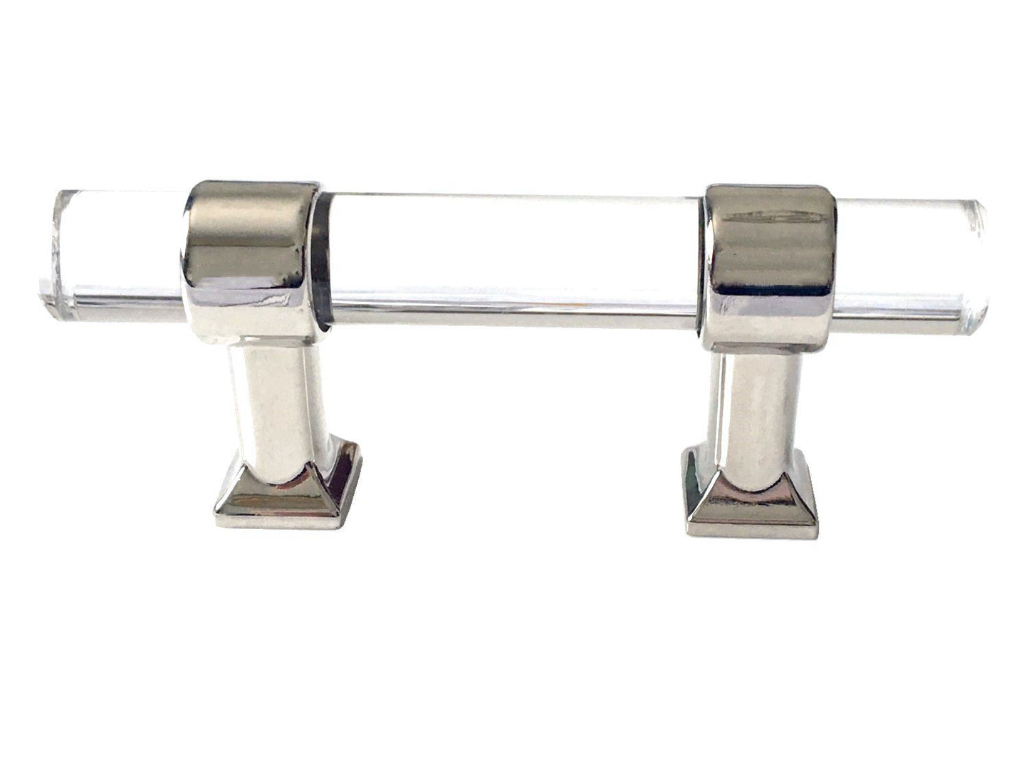Acrylic Drawer Handles, Lucite Cabinet Pulls, Polished Chrome Silver, Minimalism Hardware
