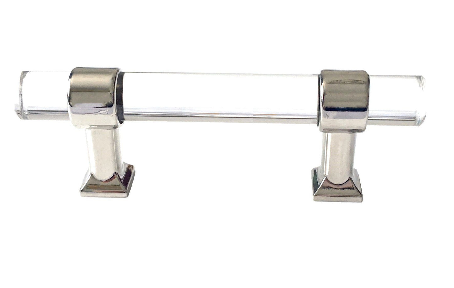 Acrylic Drawer Handles, Lucite Cabinet Pulls, Polished Chrome Silver, Minimalism Hardware
