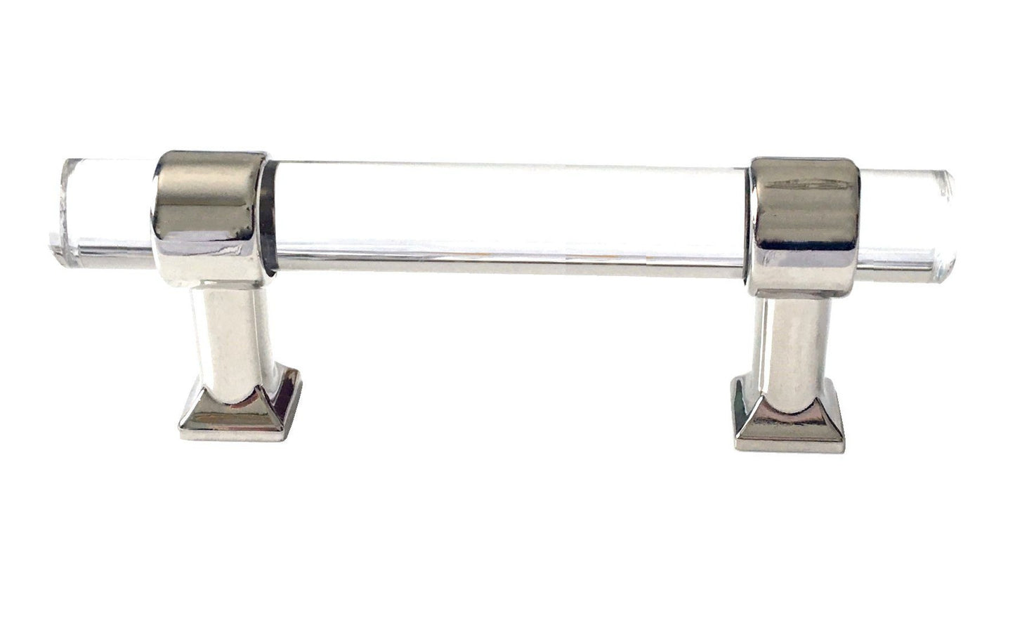 Acrylic Drawer Handles, Lucite Cabinet Pulls, Polished Chrome Silver, Minimalism Hardware