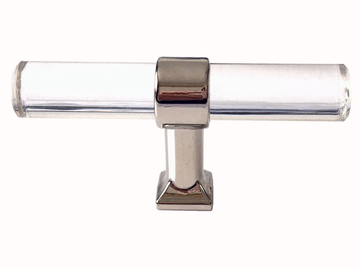 Acrylic Drawer Handles, Lucite Cabinet Pulls, Polished Chrome Silver, Minimalism Hardware