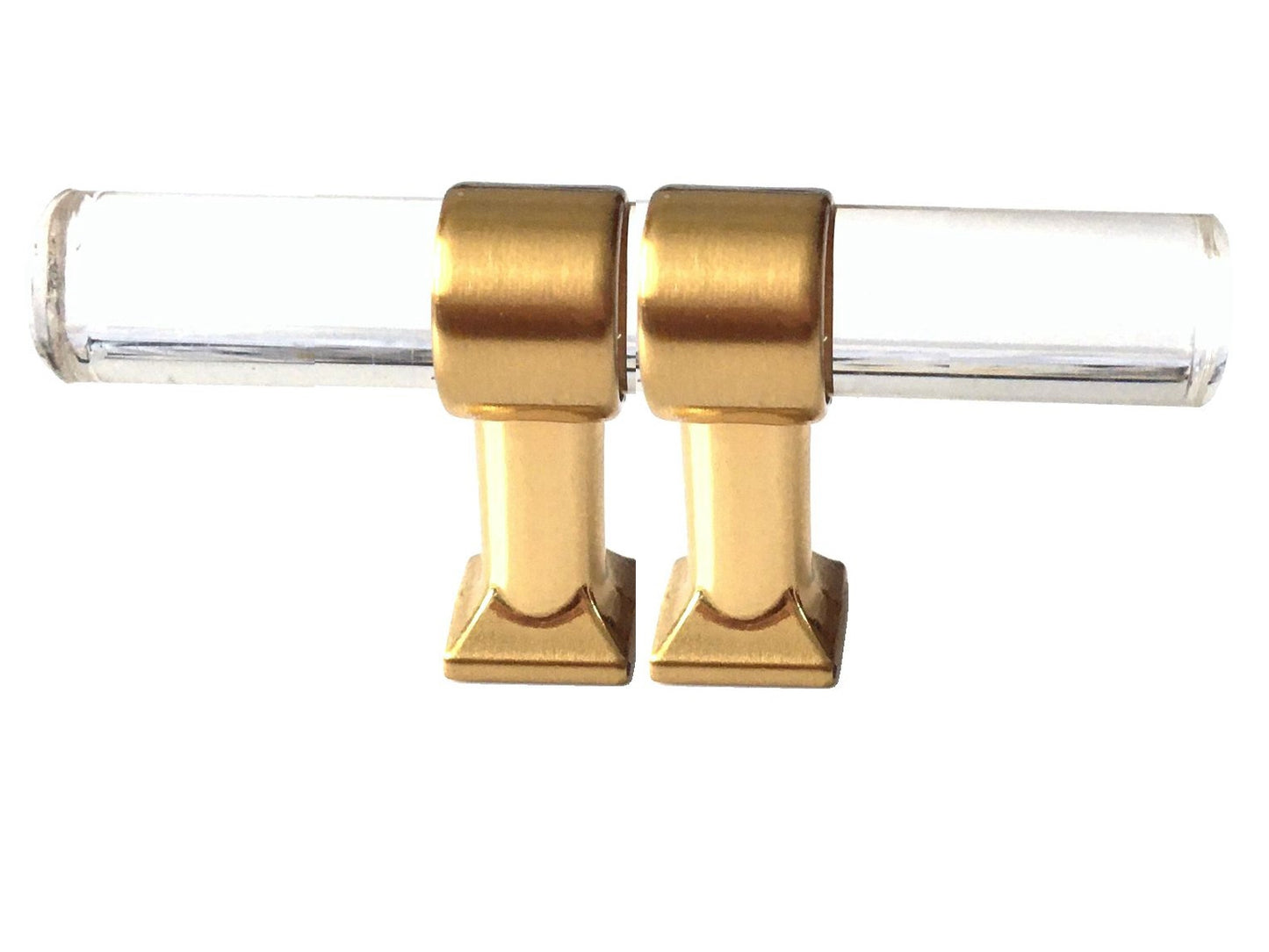 Schubladengriffe, Lucite, Schrankgriffe, Acryl, gebürstetes Goldmessing | Lynns Hardware | 2" 2,5" 3,25" Zentren