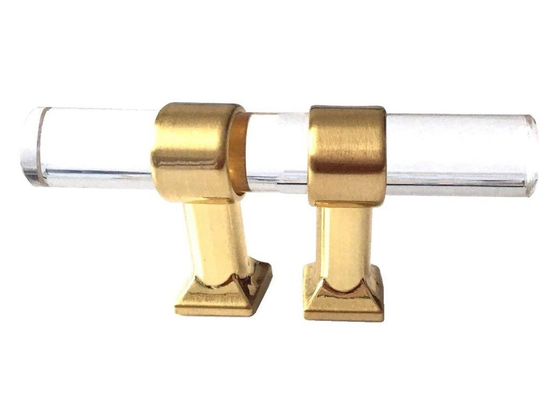 Schubladengriffe, Lucite, Schrankgriffe, Acryl, gebürstetes Goldmessing | Lynns Hardware | 2" 2,5" 3,25" Zentren