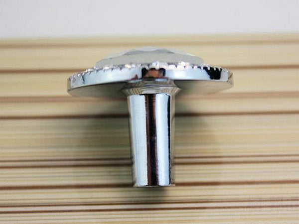 Gold Silver Glass Crystal Dresser Drawer Knob, Cabinet Pull, Shiny Clear Diamond Cut