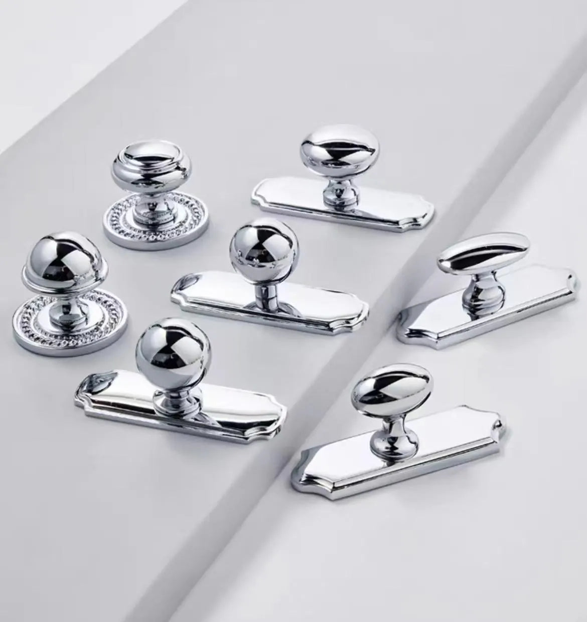 Polished Chrome Cabinet Knob with Backplate for Sleek Modern Decor