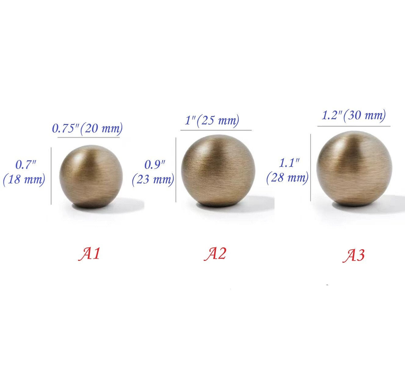 Bronze Ball Drawer Pull, Solid Brass, Kitchen Cabinet Hardware