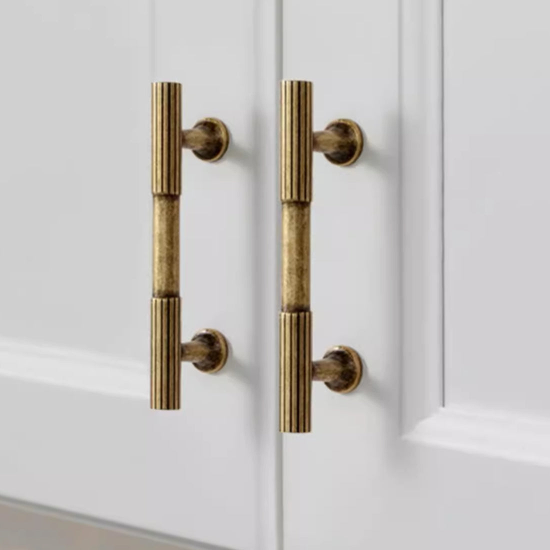 Antique Bronze Fluted Cabinet Pulls, Knurled Drawer Knobs, Kitchen Hardware