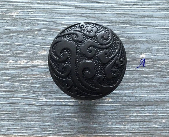 2.75" to 3" Centers Brass Drop Bail Drawer Pull with matching knob, Vintage Style, Antique Bronze Black