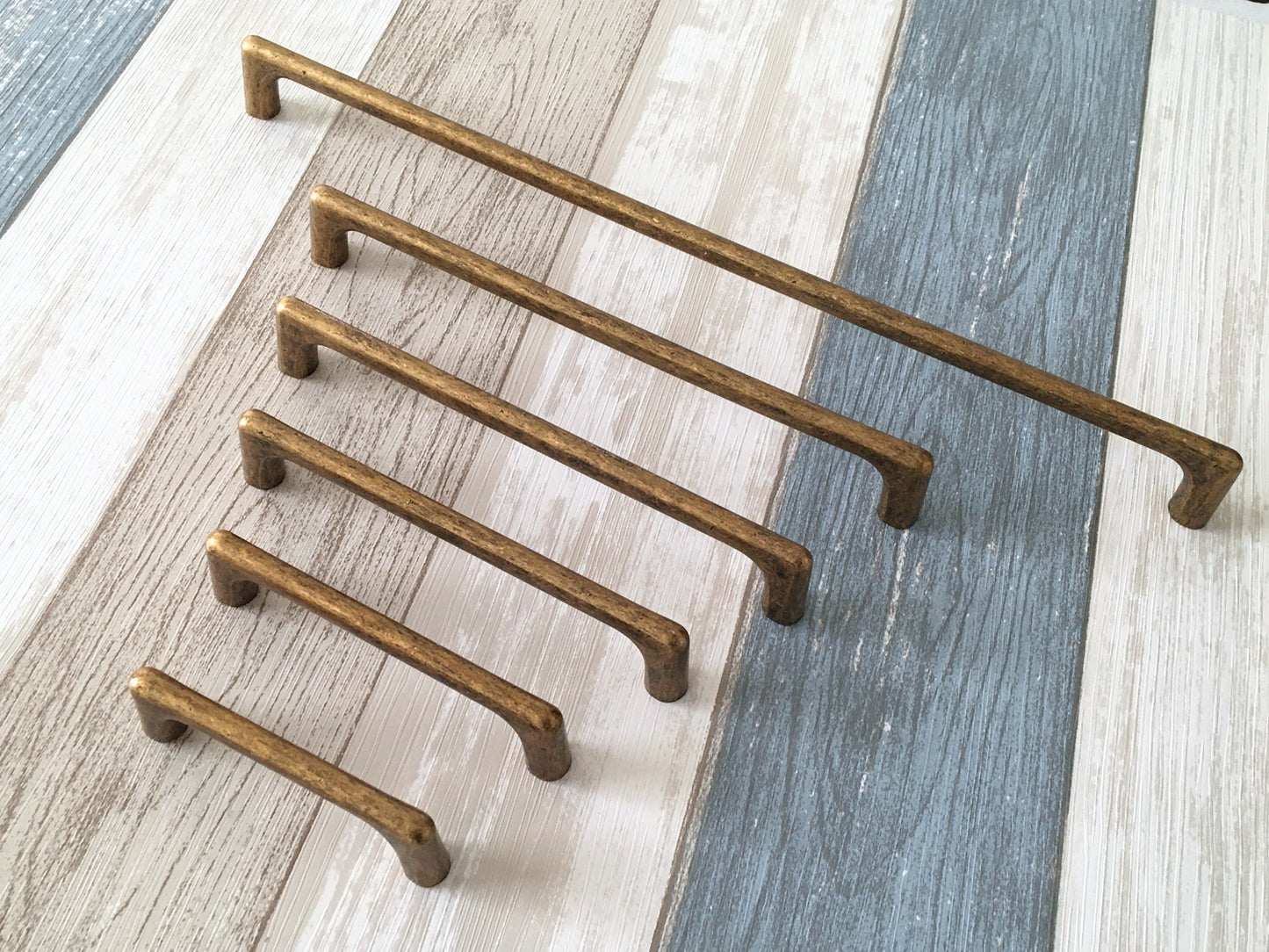 Aged Brass Cabinet Pull Handles Hardware Dresser Drawer Pulls Mid Century Modern