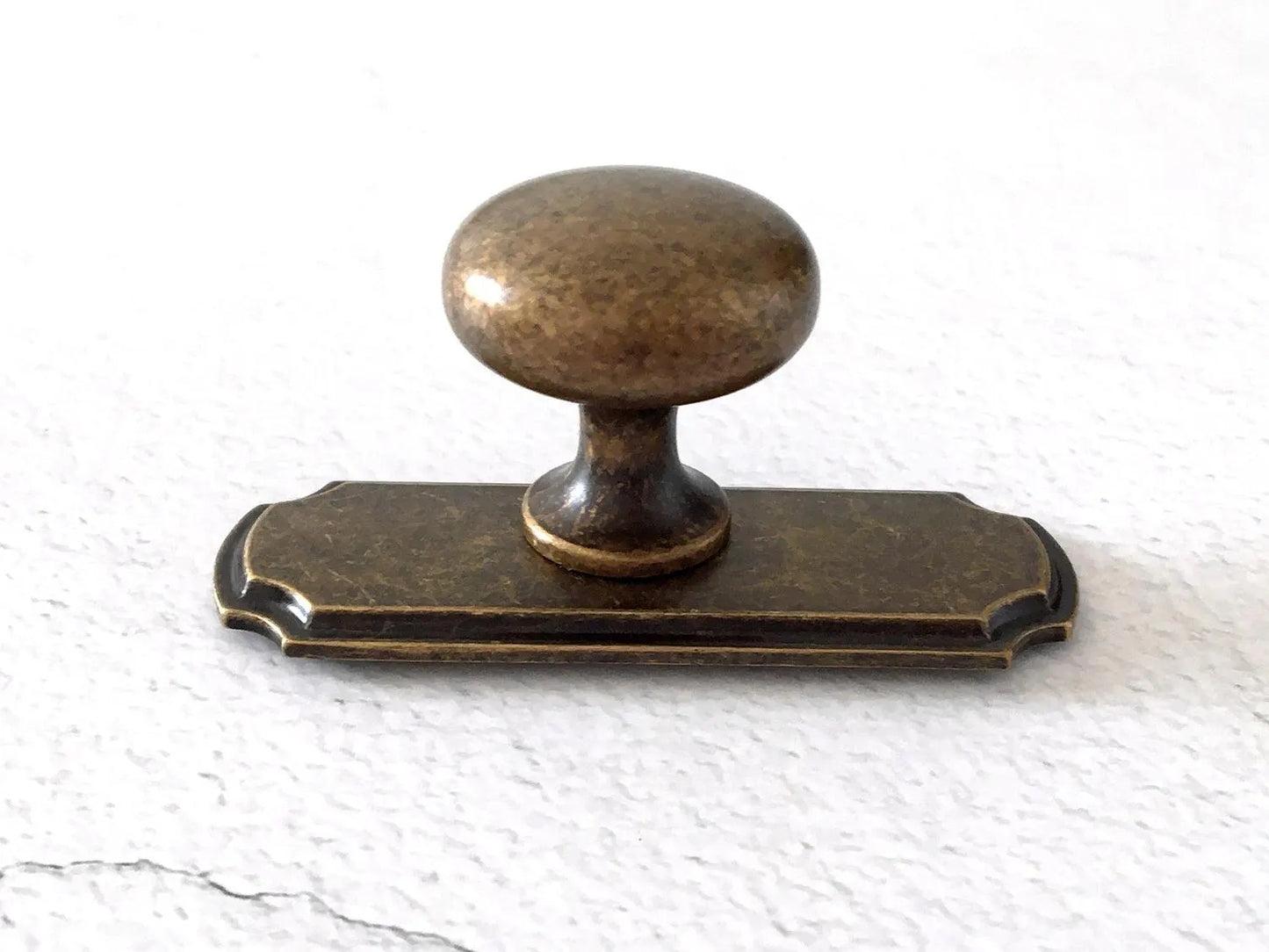 Aged Bronze Drawer Knobs Backplate Dresser Knob Kitchen Cabinet Hardware MCM Rustic