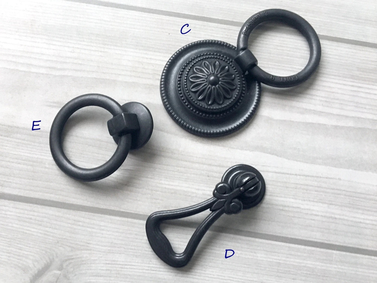 Antique Black Drawer Knob Backplate Drop Ring Cabinet Pulls Kitchen Hardware