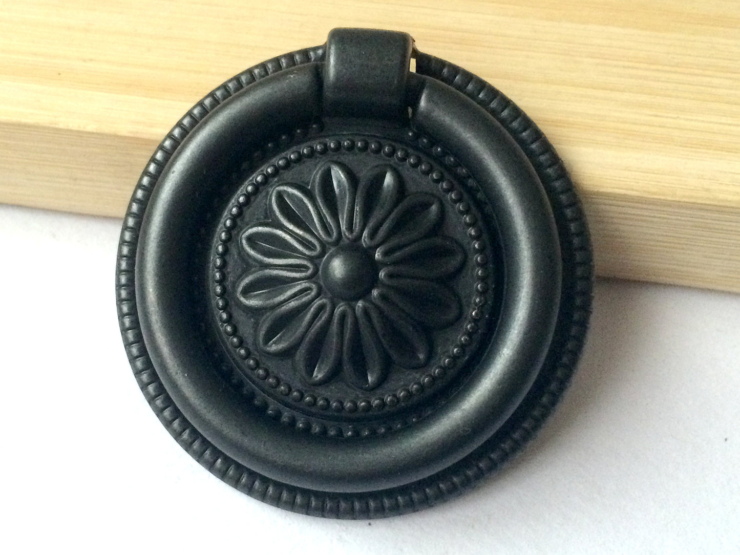 Antique Black Drop Ring Knobs Drawer Pull Vintage Style Cabiet Decorative Hardware