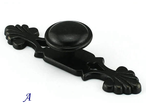 Antique Black Vintage Style Cabinet Knob Backplate Drawer Pulls Kitchen Hardware