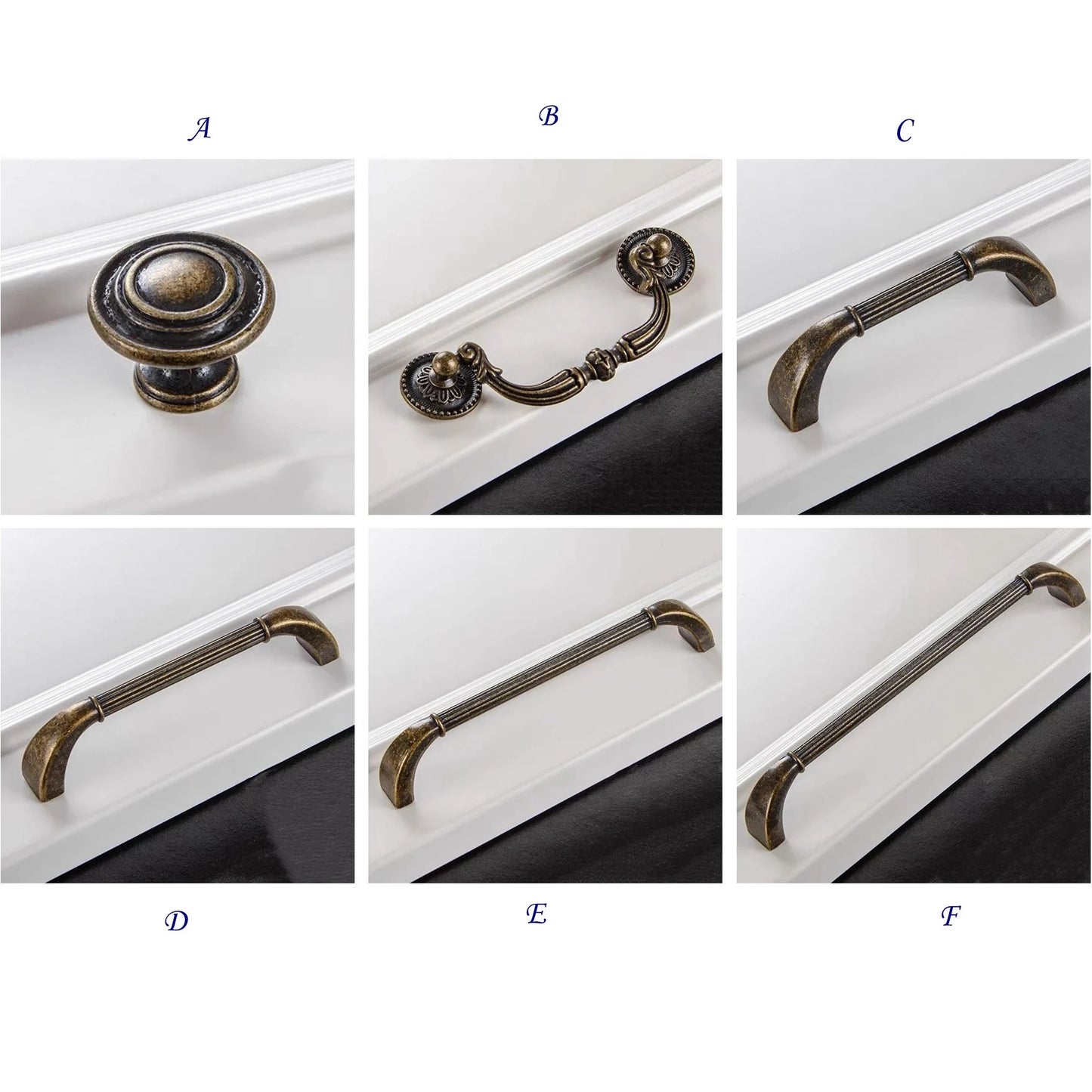 Antique Brass Drawer Handles Rustic Kitchen Cabinet Hardware