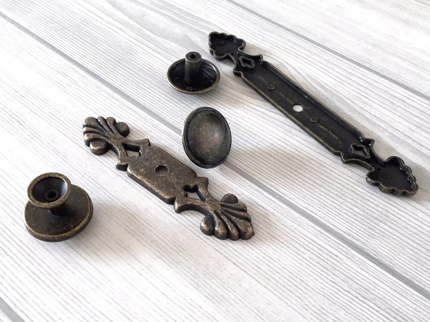 Antique Bronze Cabinet Knob Backplate Dresser Pull Drawer Knobs Retro Kitchen Hardware