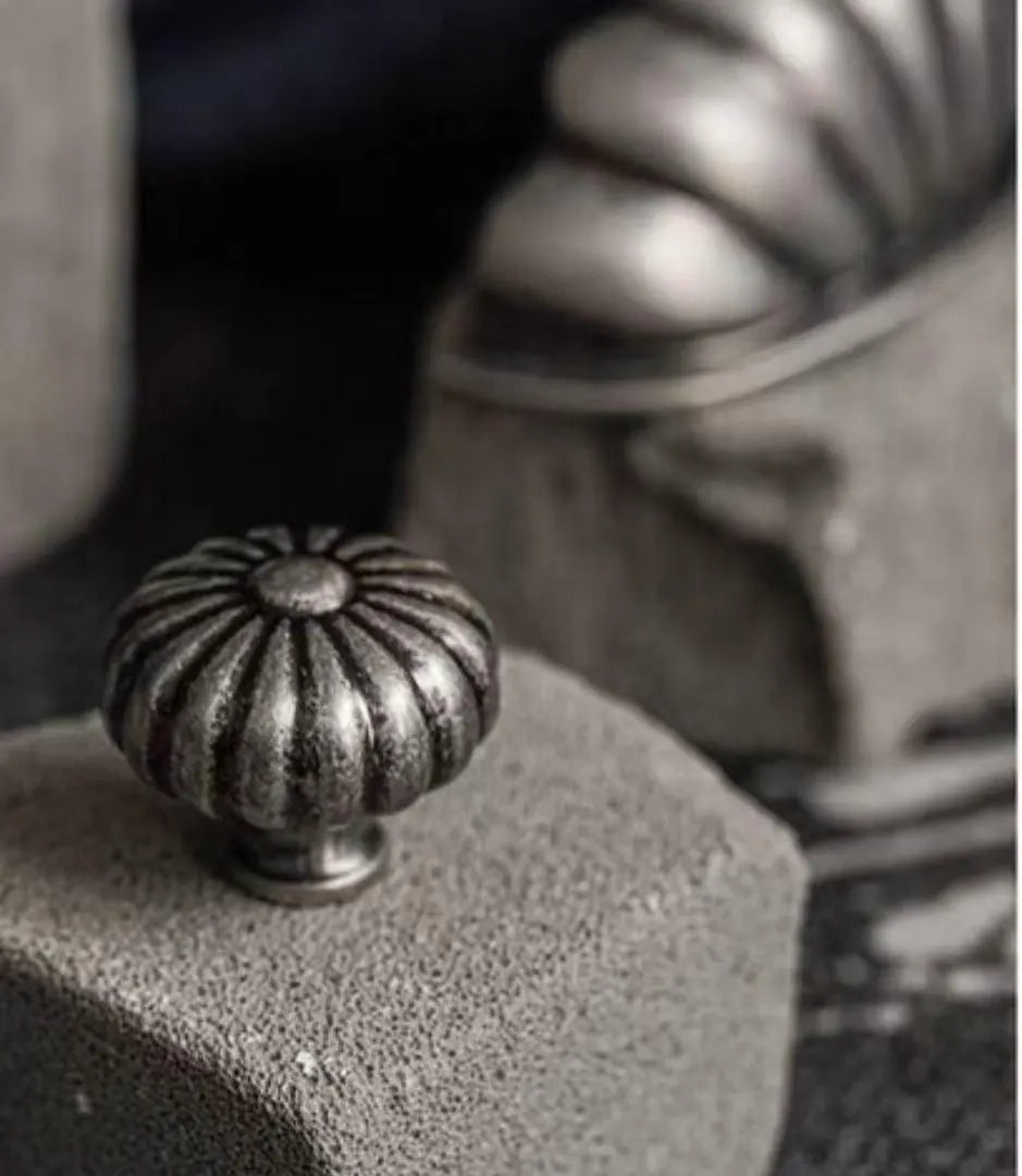 Antique Pewter Pumpkin Knob Solid Brass