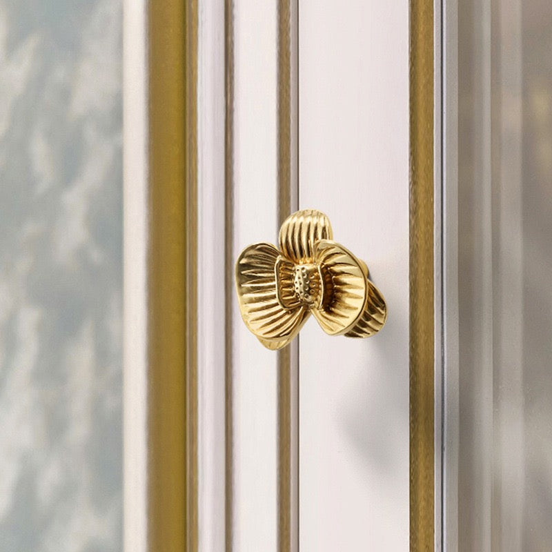 Art Deco Gold Flower Knobs Dresser Drawer Pulls Hardware MCM