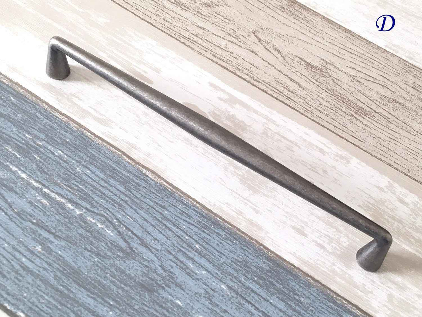 Antique Pewter Drawer D Pulls, Industrial Kitchen Hardware, 96 128 192 mm