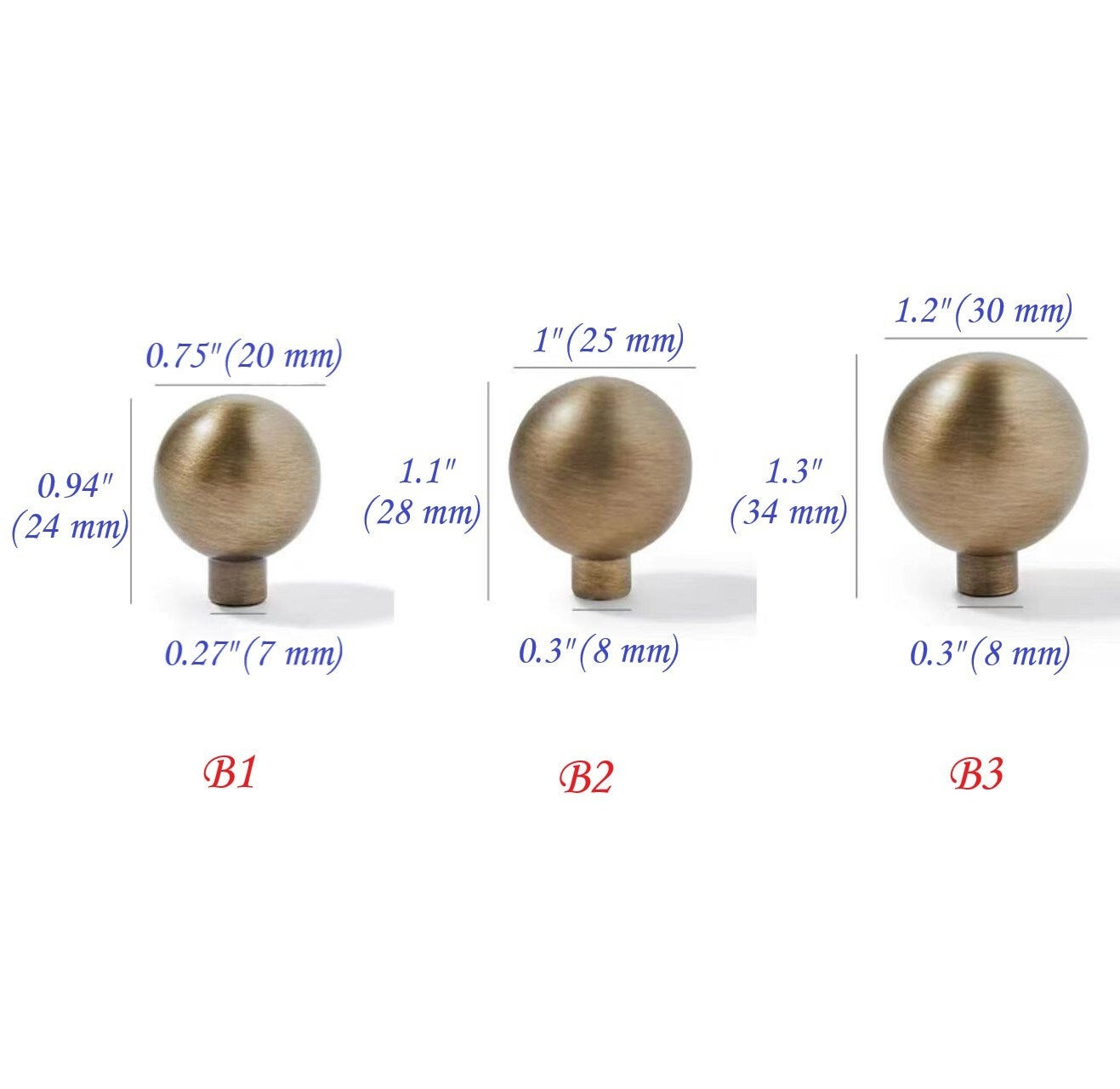 Bronze Ball Drawer Pull, Solid Brass, Kitchen Cabinet Hardware