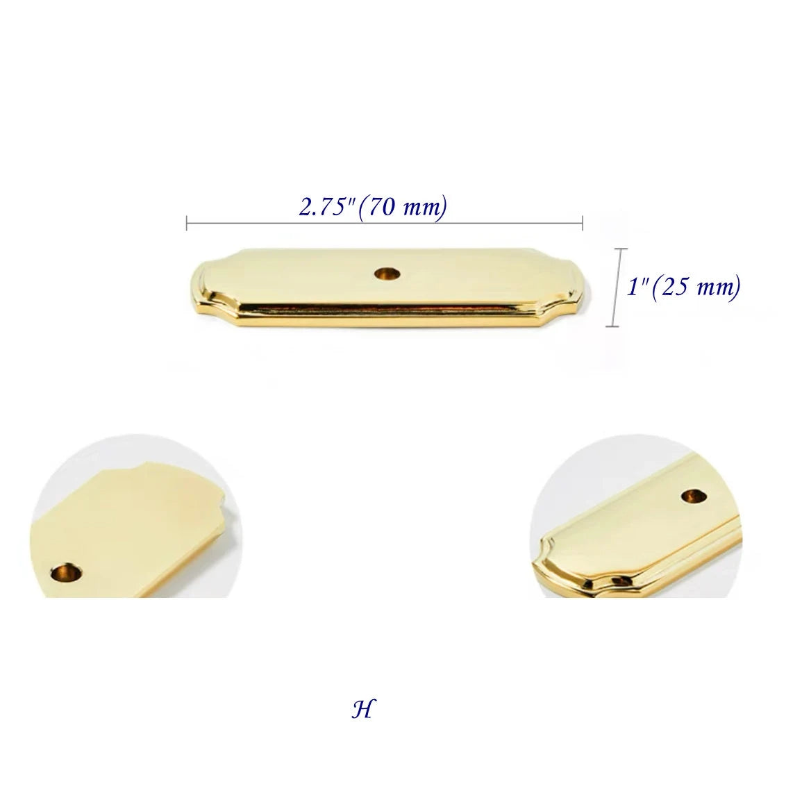 Backplate for Drawer Knobs and Cabinet Pulls Hardware Polished Gold Brass