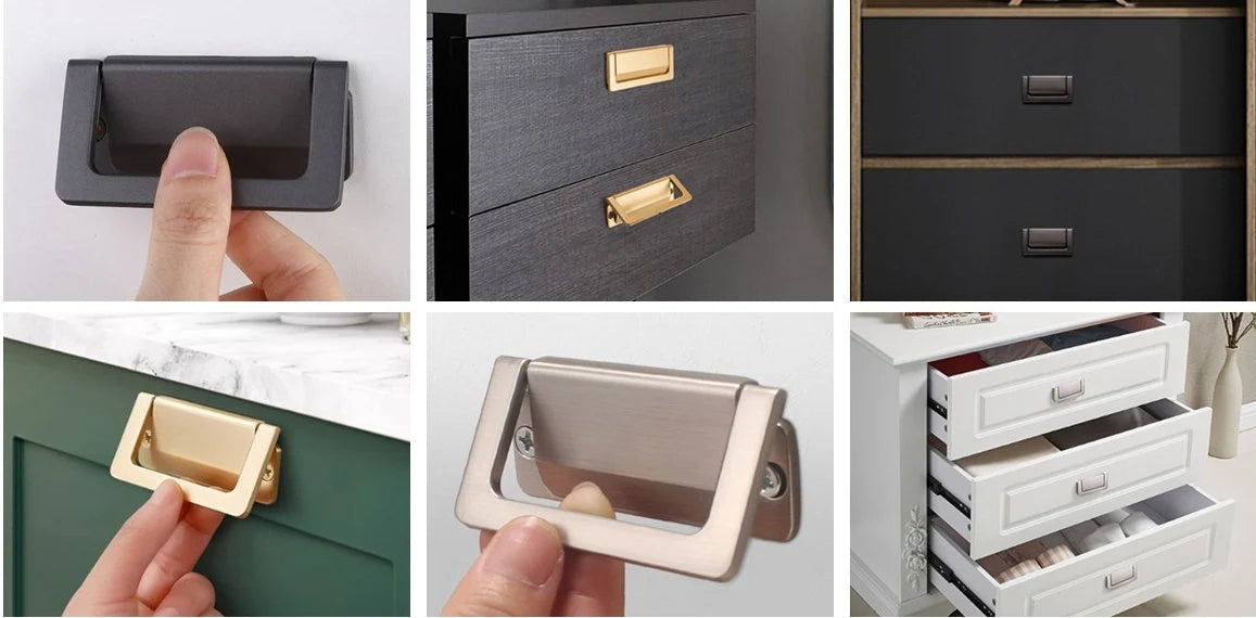 Bail Drawer Pull Drop Handles Backplate Rectangular