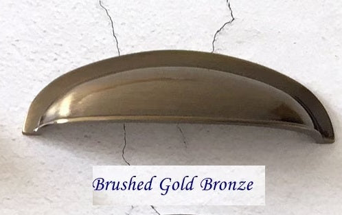 3" Cup Drawer Pull & Cabinet Knob 76 mm Centers, Gold, Nickel, Bronze and Pewter