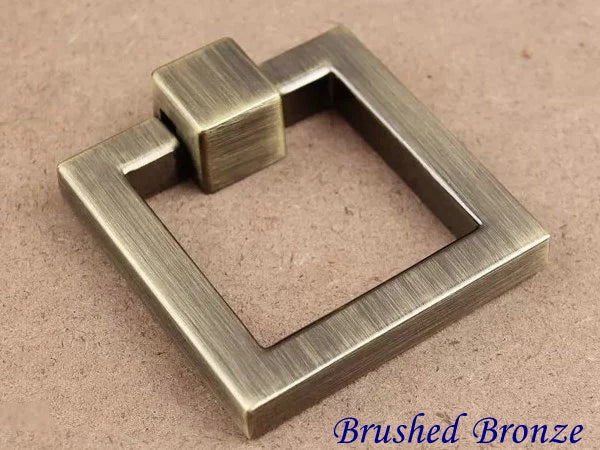 Square Ring Drawer Pull Cabinet knobs, Gold, Nickel, Bronze, Black, Modern Geometric Hardware