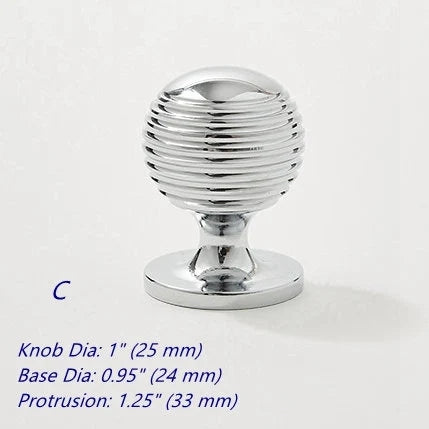 Beehive Brass Cabinet Hardware Drawer Pull Silver