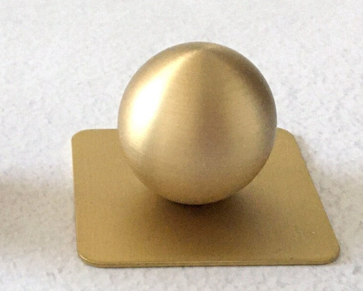 Ball Brass Knobs with Square Backplate, Brushed Gold, Matte Black, Coffee Bronze