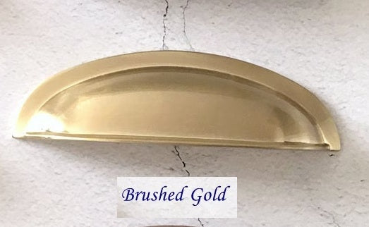 3" Cup Drawer Pull & Cabinet Knob 76 mm Centers, Gold, Nickel, Bronze and Pewter