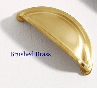 3" 76 mm Centers Brass Cup Drawer Pulls, Polished Gold Chrome Antique Bronze