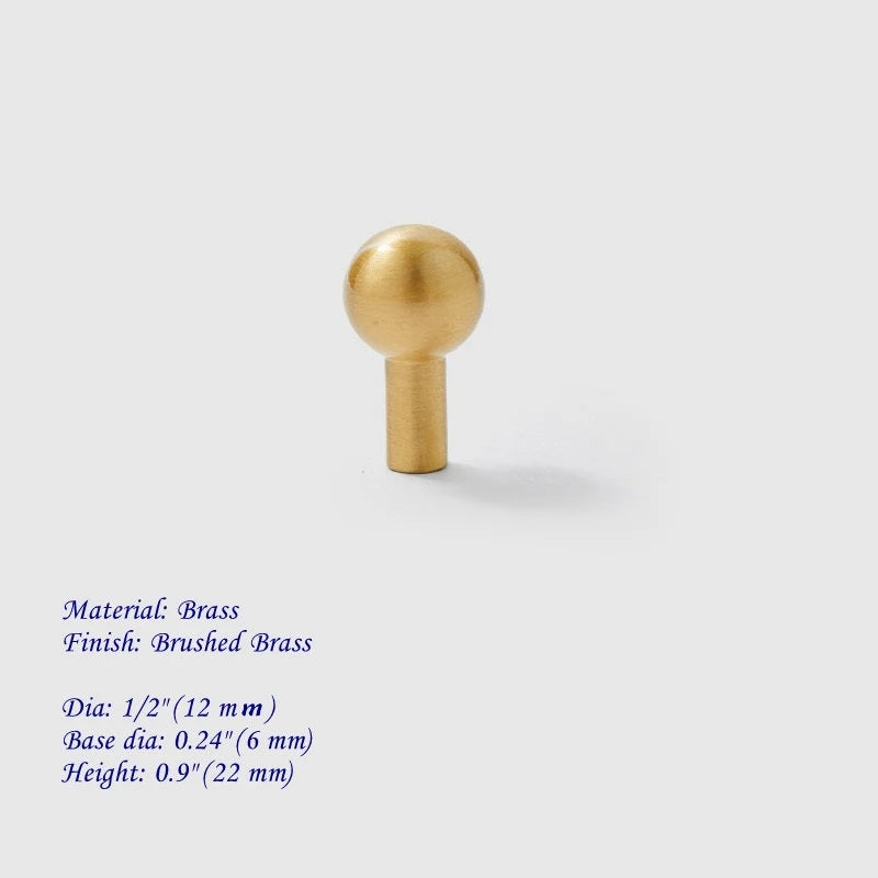 1/2" Dia Small Brass Knob | Tiny Drawer Pulls | Mini Jewelry Box Knobs