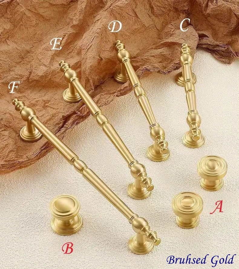 Brass Kitchen Cabinet Handle, European Style MCM Vanity Drawer Pull, Chrome Antique Bronze