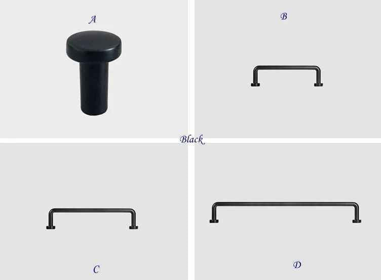 3.75" 5" 7.5" Minimalist Cabinet Slim D Handle - Black/Gold