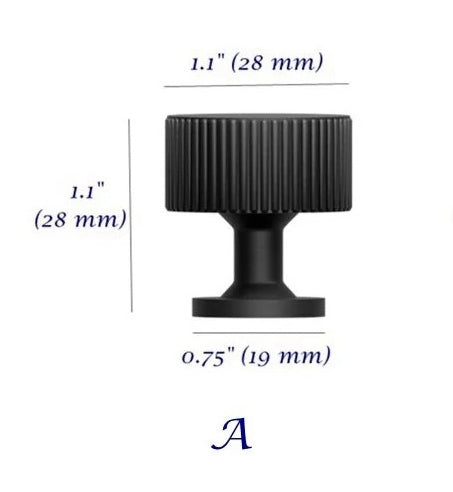 Black Fluted Cabinet Knob Pull Hardware