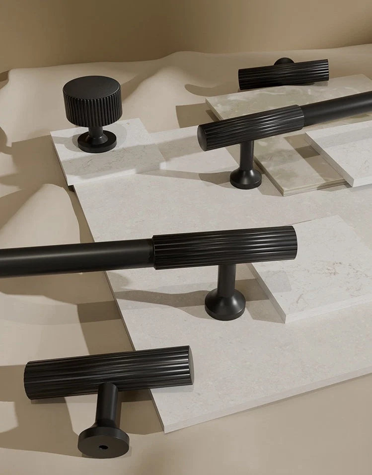 Black Fluted Cabinet Pulls Kitchen Hardware