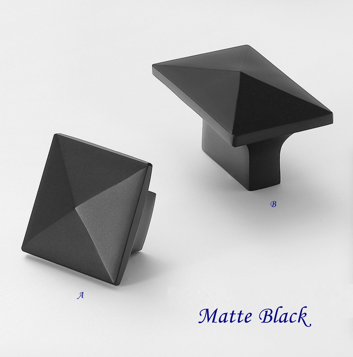Black Square Knob Rectangular Cabinet Pulls 16 mm