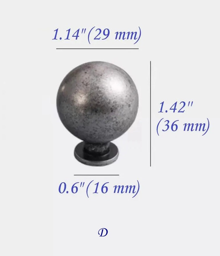 Brass Ball Cabinet Knob Antique Pewter