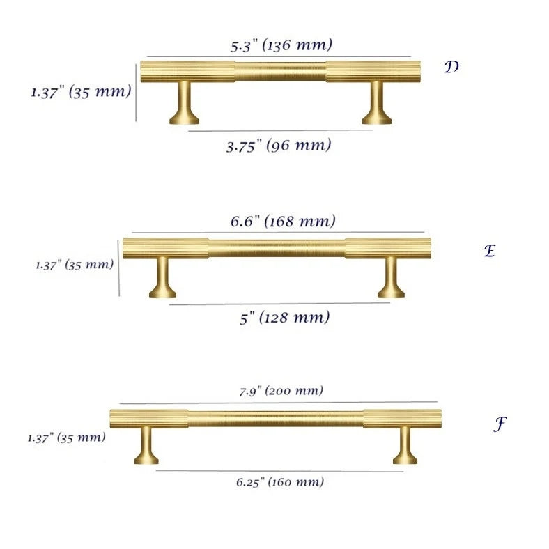 Brass Fluted Cabinet Drawer Pulls Hardware