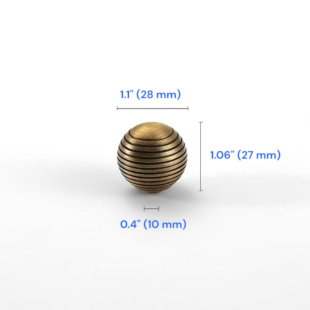 Brass Ball Knobs Aged Bronze Beehive Cabinet Door Pulls Dresser Handles 28 mm Hardware