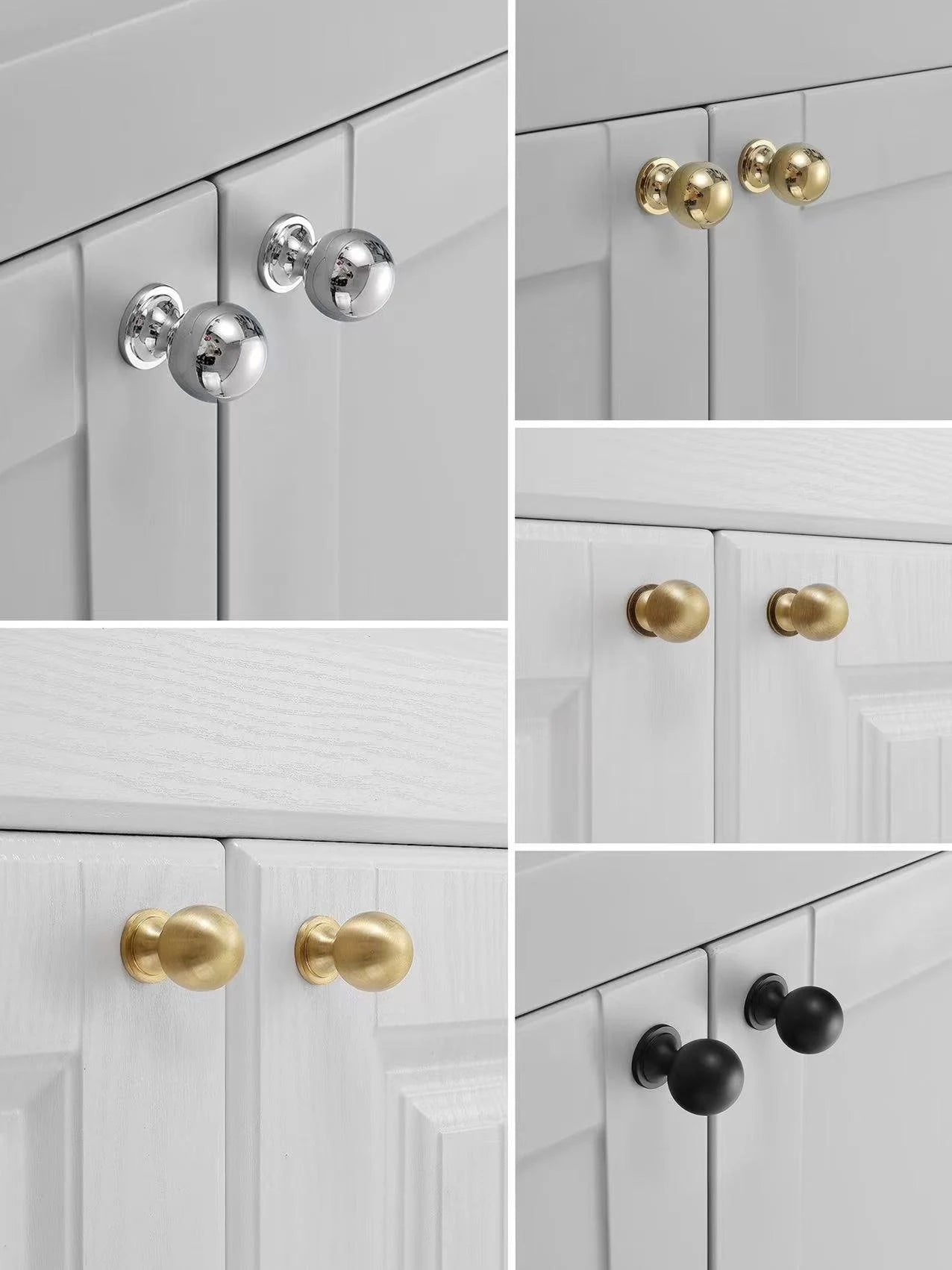 Brass Ball Knobs on Cabinets