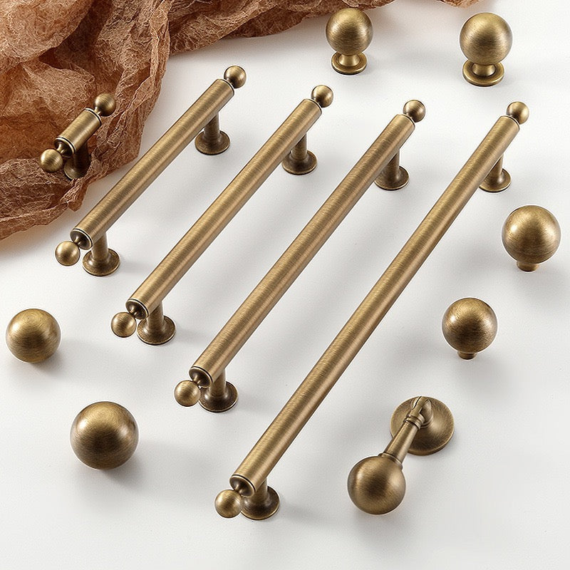 Brass Bronze Cabinet bar Handles with matching drawer knobs