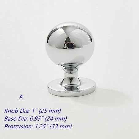 Polished Chrome Brass Ball Knob - Beehive Cabinet Pull