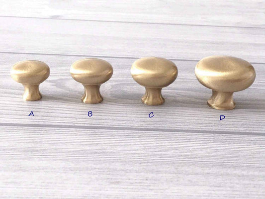 Brushed Brass Round Drawer Knobs - Solid Brass Cabinet Pulls