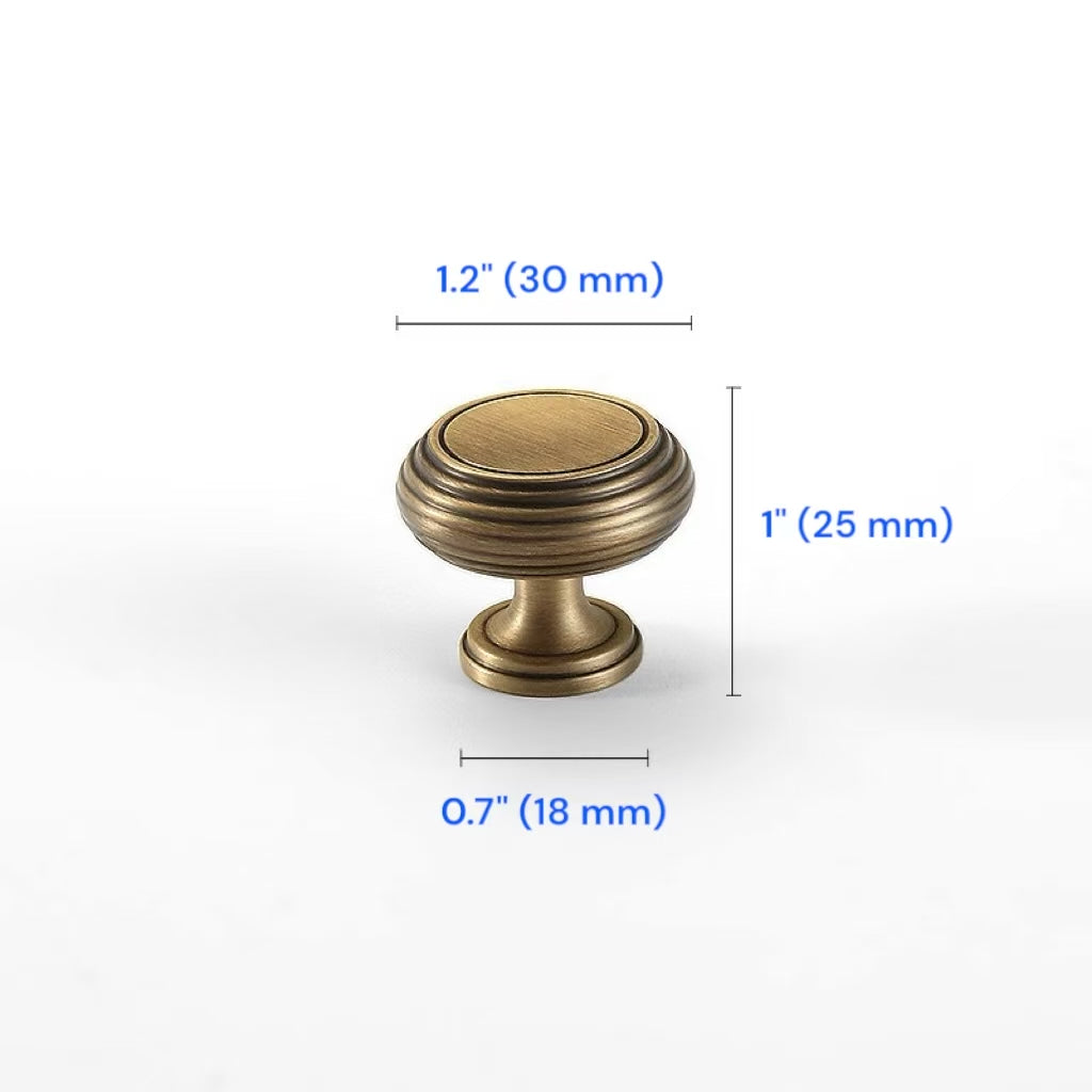 Brass Cabinet Knobs Aged Bronze Beehive Kitchen Hardware Dresser Handles 30 mm