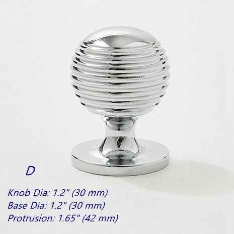 Polished Chrome Brass Ball Knob - Beehive Cabinet Pull